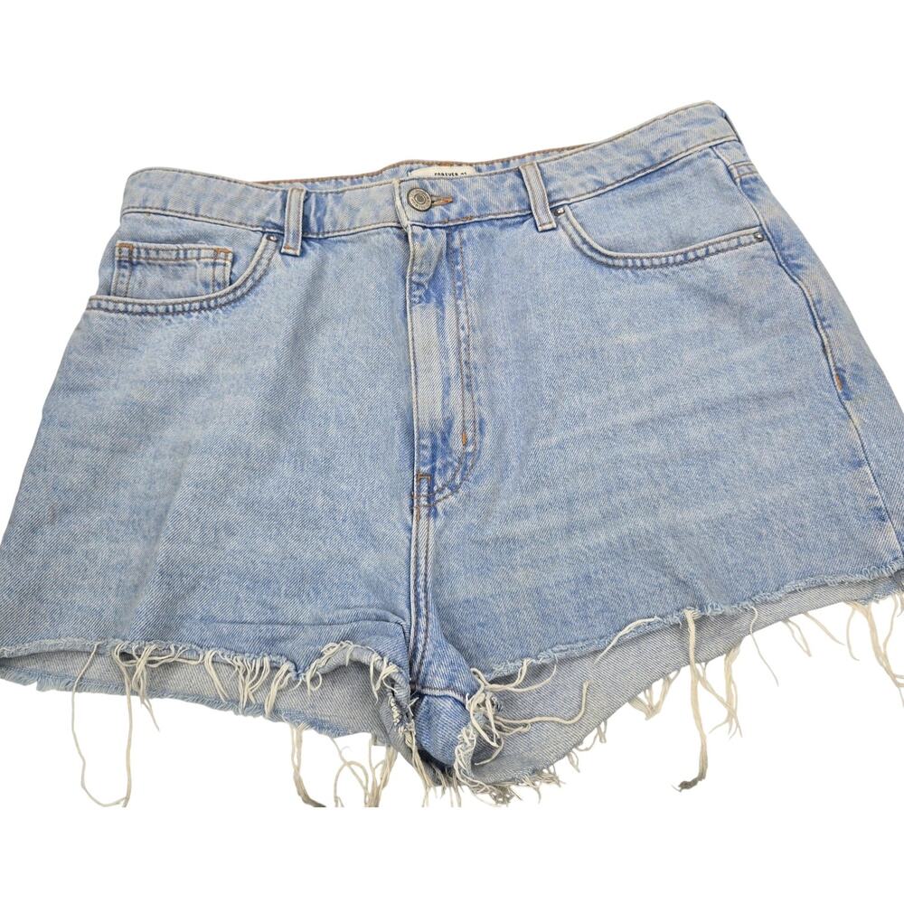Forever 21 Womens Jean Shorts Size 30 Blue High Rise Cutoff Denim